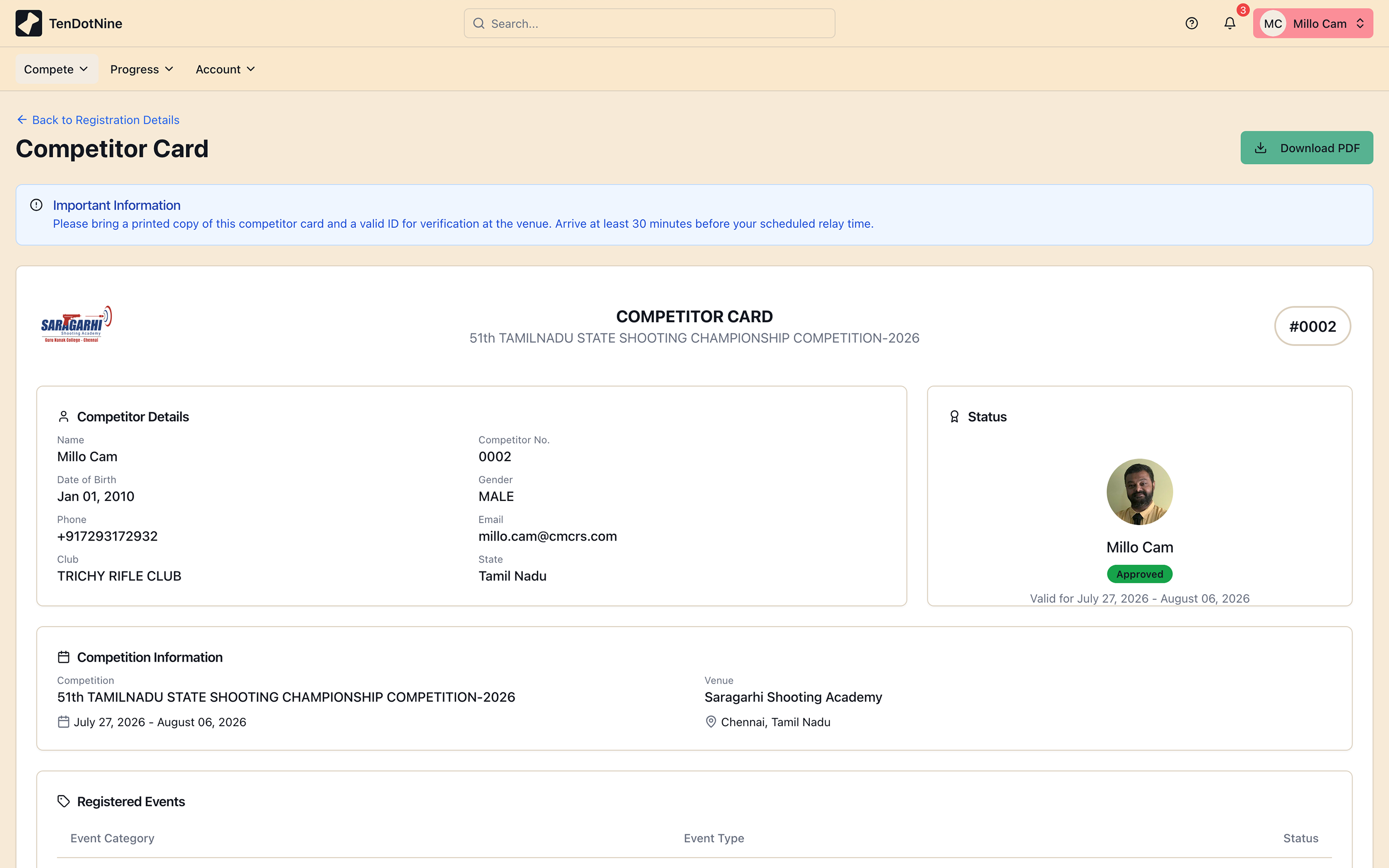 The competitor card preview with a Download button